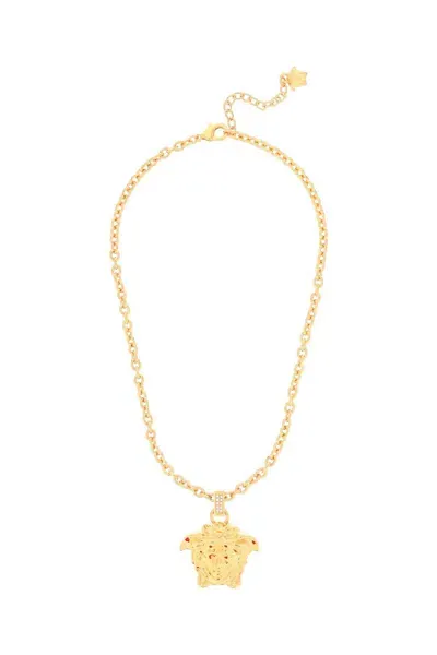 Versace La Medusa Necklace With Crystals In Multicolor