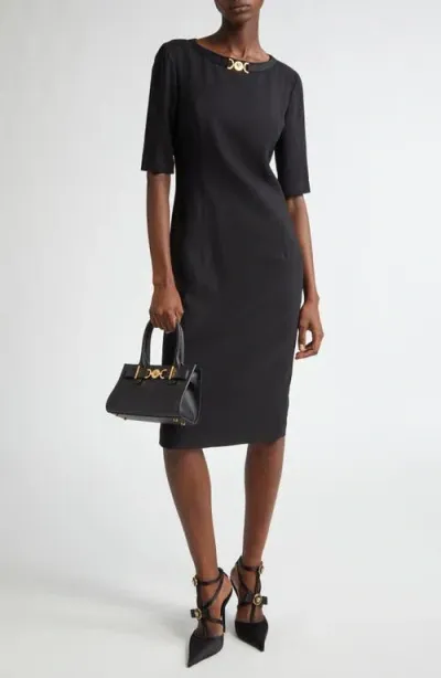 Versace La Medusa Sheath Dress In Black