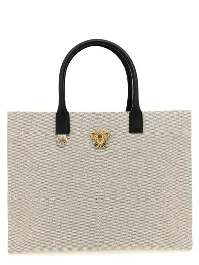 Versace La Medusa Tote Bag In White/black