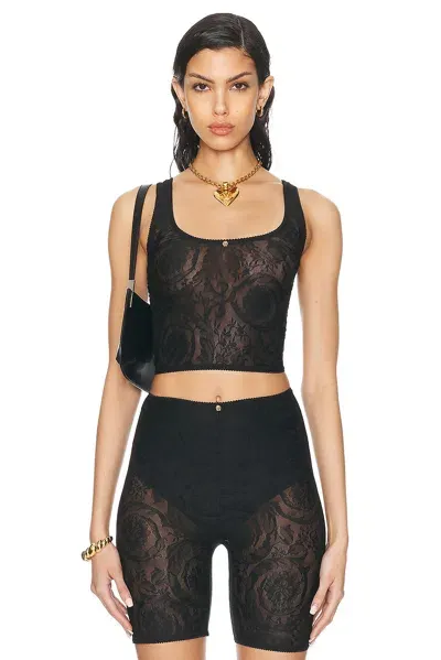 Versace Lace Tank Top In Black