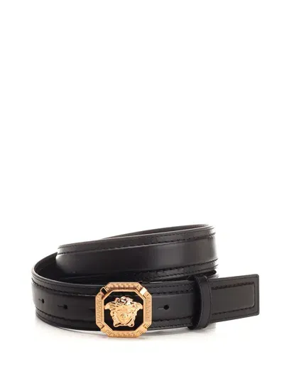 Versace Leather Belt In Black