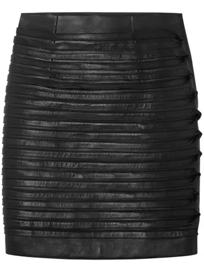 Versace Paneled Leather Mini Skirt In Black