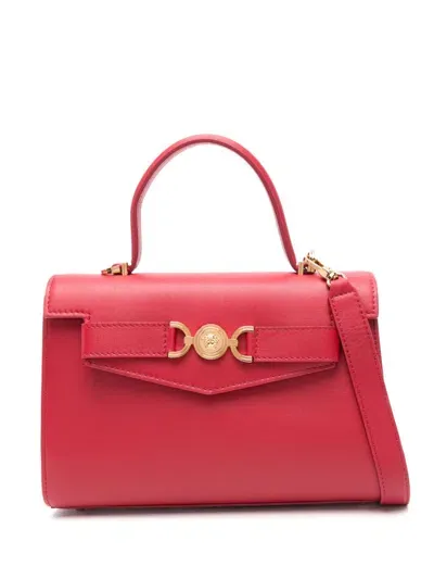 Versace Leather Tote Bag In Red