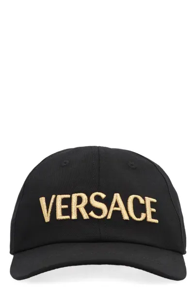 Versace Logo Baseball Cap In Black