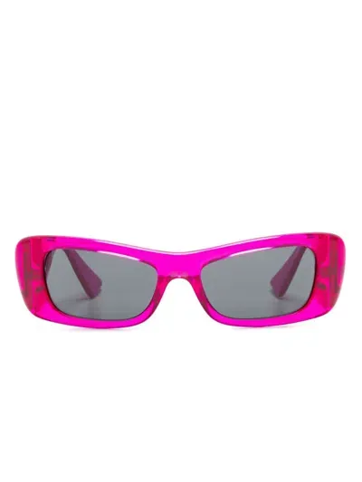 Versace Logo-engraved Sunglasses In Pink