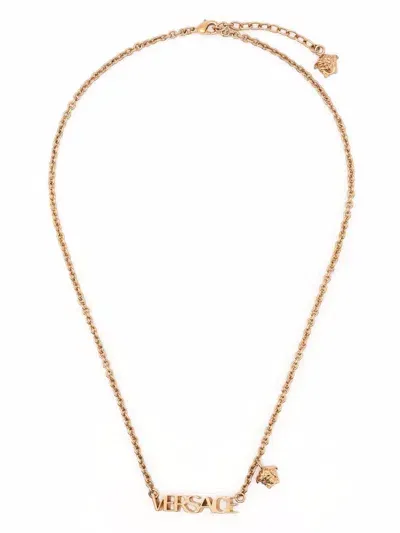 Versace Logo Necklace In Gold