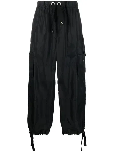 Versace Logo-print Cargo Trousers In Schwarz