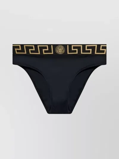 Versace Logo-waistband Bikini Bottoms In Black