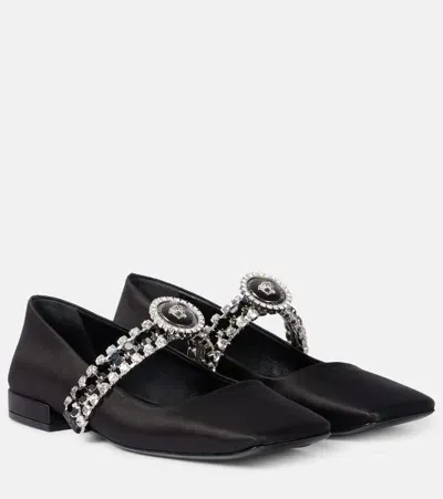 Versace Medusa '95 Embellished Ballet Flats In Black