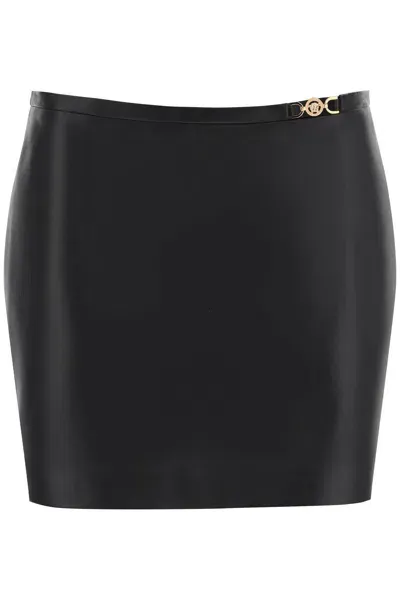 Versace Medusa '95 Leather Mini Skirt In Black