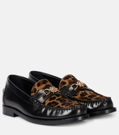 Versace Medusa '95 Leopard-print Loafers In Black