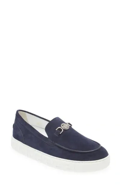 Versace Medusa '95 Suede Loafers - Men's - Rubber/calf Leather In Navy Blue