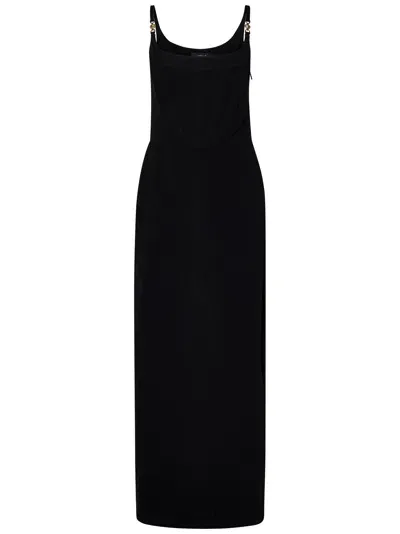 Versace Icons Embellished Silk-cady Maxi Dress In Black