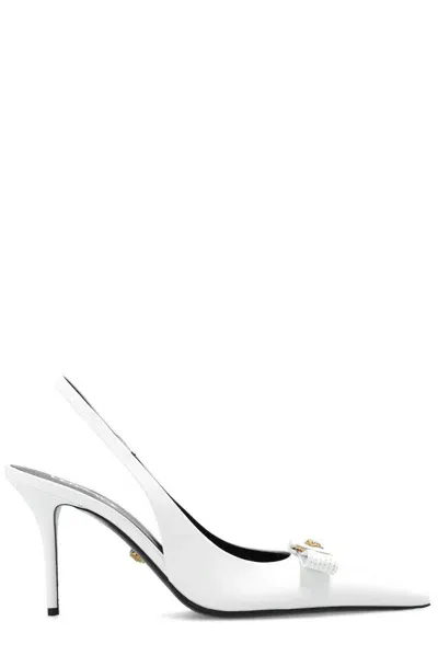 Versace Medusa '95 85mm Leather Pumps In White