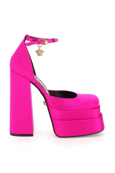 Versace Medusa Aevitas Double Platform Pumps In Pink