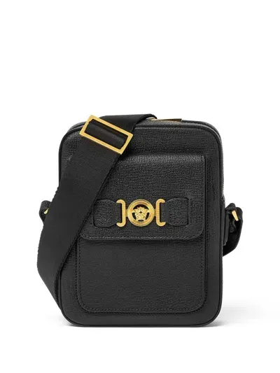 Versace Medusa Biggie Leather Crossbody Bag In Black