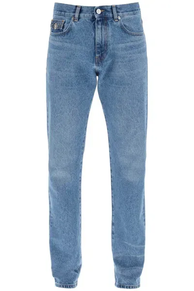 Versace Medusa Biggie Regular Fit Jeans In Faded Light Blue (light Blue)