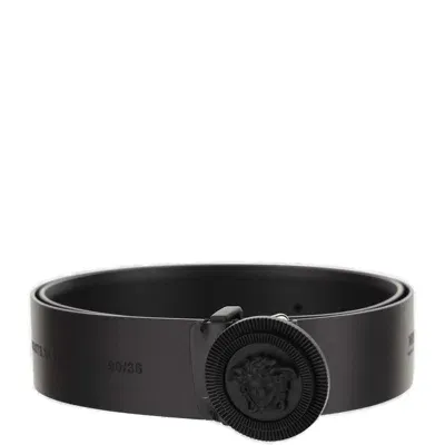 Versace Medusa Biggie Tonal Buckle Belt In Black