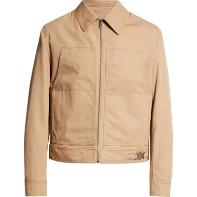 Versace Medusa Cotton Canvas Jacket In Camel