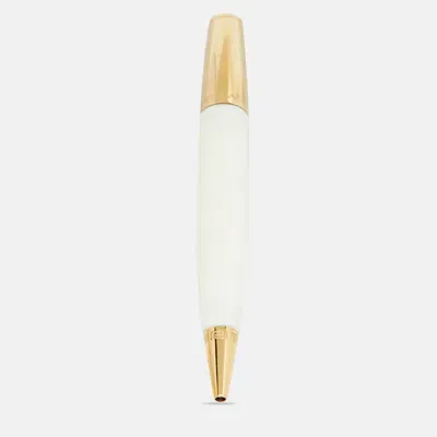 Pre-owned Versace Medusa Gold Tone White Ballpoint Pen