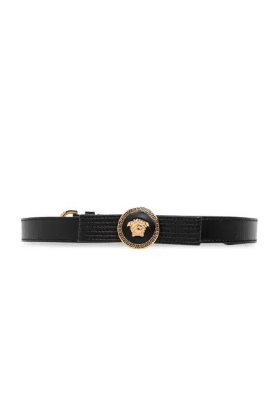 Versace Medusa Head Quilted Belt In Black