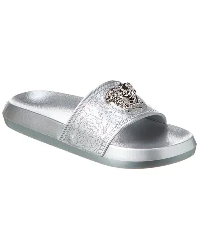 Versace Medusa Head Rubber Slide In Silver