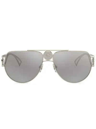 Versace Medusa Pilot-frame Sunglasses In Gray