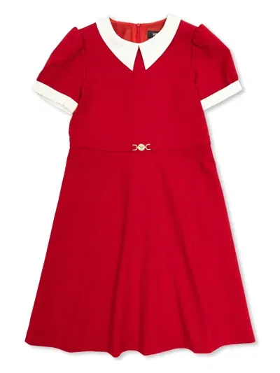 Versace Kids' Medusa Plaque Jersey Dress In Lipstick Red