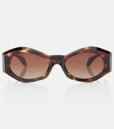 Versace Medusa Plaque Oval Sunglasses In Braun