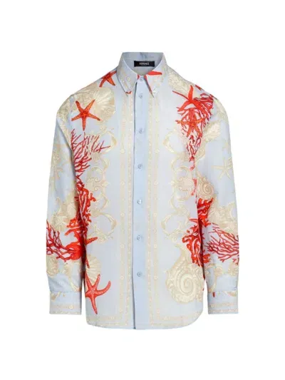 Versace Barocco Sea Long-sleeve Shirt In Blue