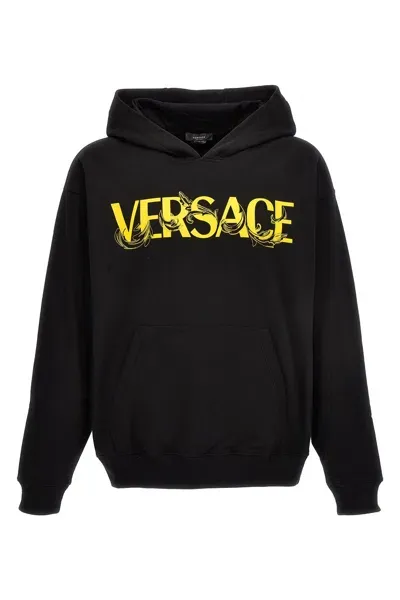 Versace Men's Cotton Hoodie In Black