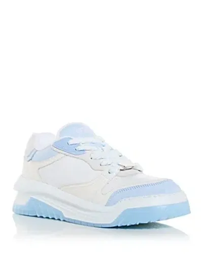 Versace Odissea Leather Sneakers In Blue Hydrangea White