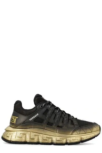 Versace Men's Trigreca Low-top Sneakers In Black