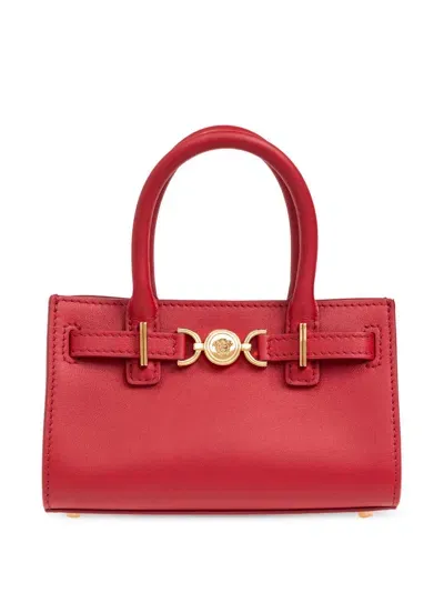 Versace Medusa '95 Small Leather Tote Bag In Red