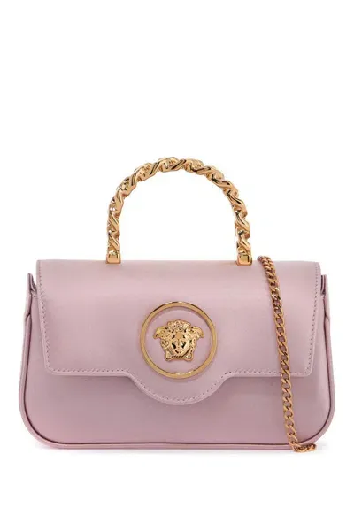 Versace La Medusa Foldover Shoulder Bag In Pink