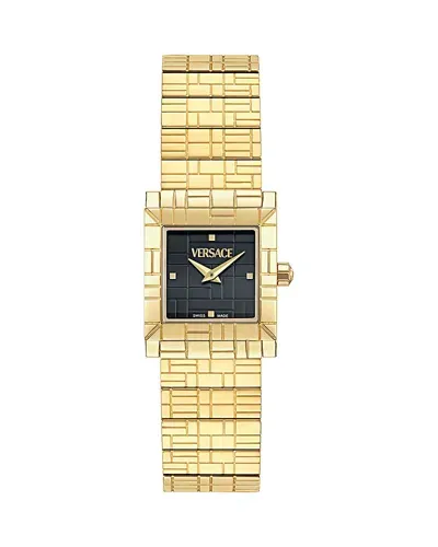 Versace Mosaic Watch, 22mm X 32mm In Black/gold