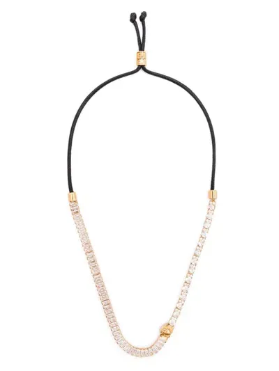 Versace Necklace Metal-strass-waxed Cotton In Metallic