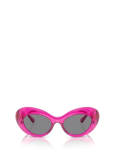 Versace Medusa Plastic Oval Sunglasses In Dark / Grey / Ink / Pink