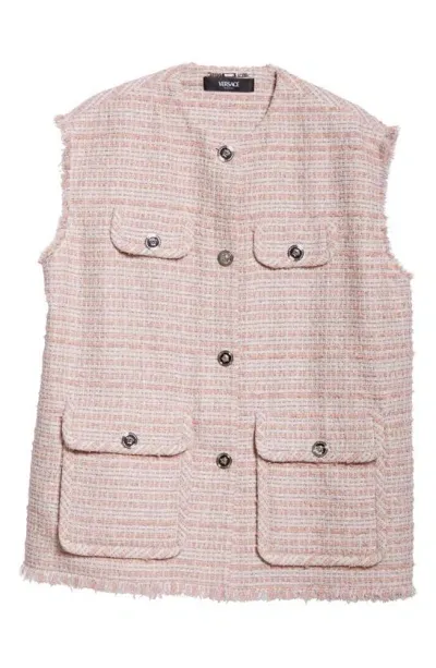 Versace Oversize Tweed Vest In Rosa