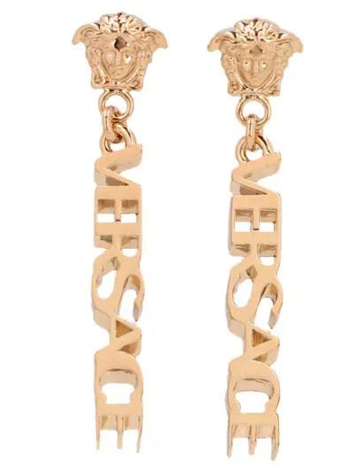 Versace Medusa Head Motif Earrings In Gold