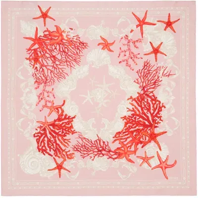 Versace Stars-print Silk Scarf In Pink