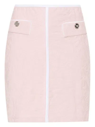 Versace Patterned-jacquard Mini Skirt In Pink