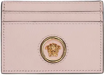 Versace La Medusa Leather Cardholder In Pink