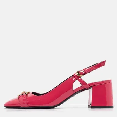 Pre-owned Versace Pink Patent Slingback Pumps Size 36