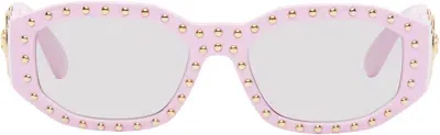 Versace Pink Studded Medusa Biggie Sunglasses In 5334/5 - Pink