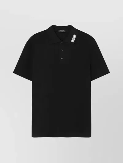 Versace Piquet Polo With Embroidery Collar Branding In Black