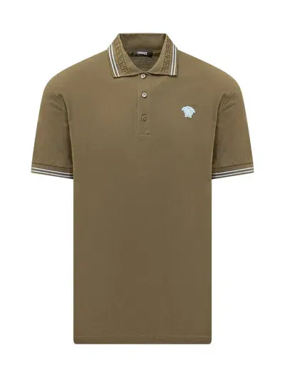 Versace Piquet Polo In Green