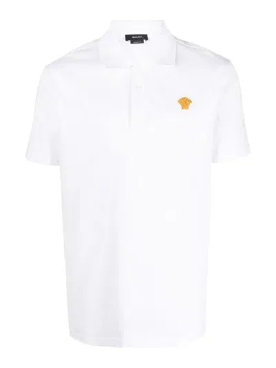 Versace Polohemd Aus Baumwolle Mit Logo In White