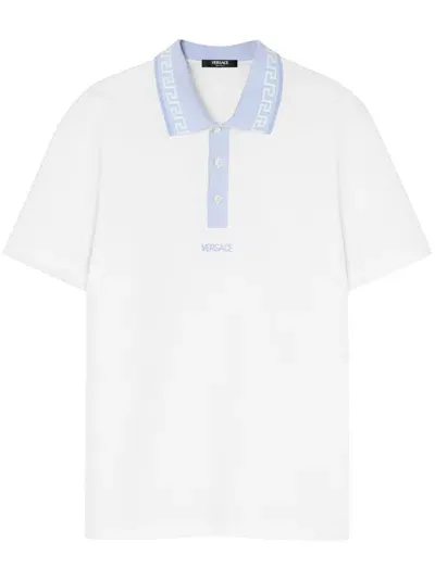 Versace Polo  Embroidered In White