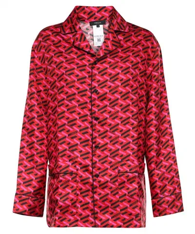 Versace Printed Silk Pajama Blouse In Fuchsia